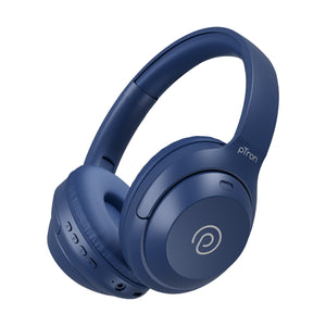 pTron Studio Classic w/ 75Hrs Playtime, Wireless Over Ear Headphones w/HD Mic & TruTalk AI-ENC Calls, Low-Latency Game & Music, Deep Bass, BT5.4, Dual Device Pairing, & Type-C Fast Charging (Blue)