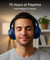 pTron Studio Classic w/ 75Hrs Playtime, Wireless Over Ear Headphones w/HD Mic & TruTalk AI-ENC Calls, Low-Latency Game & Music, Deep Bass, BT5.4, Dual Device Pairing, & Type-C Fast Charging (Blue)