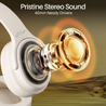 pTron Studio Pro w/ 65Hrs Playtime, Wireless Over Ear Headphones w/HD Mic & TruTalk AI-ENC Calls, Low-Latency Game & Music, 40mm Drivers, BT5.4, Dual Device Pairing & Type-C Fast Charging (Beige)