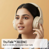 pTron Studio Pro w/ 65Hrs Playtime, Wireless Over Ear Headphones w/HD Mic & TruTalk AI-ENC Calls, Low-Latency Game & Music, 40mm Drivers, BT5.4, Dual Device Pairing & Type-C Fast Charging (Beige)