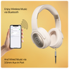 pTron Studio Pro w/ 65Hrs Playtime, Wireless Over Ear Headphones w/HD Mic & TruTalk AI-ENC Calls, Low-Latency Game & Music, 40mm Drivers, BT5.4, Dual Device Pairing & Type-C Fast Charging (Beige)