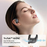 pTron Bassbuds Trendz Open Ear Wireless Earbuds, SafeBeats Design, Dual HD Mics & TruTalk AI-ENC Calls, 45Hrs Playtime, App Support, 14.2mm Drivers, BT6.0 Headphones, Type C Charging & IPX5 (Black)