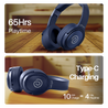 pTron Studio Pro w/ 65Hrs Playtime, Wireless Over Ear Headphones w/HD Mic & TruTalk AI-ENC Calls, Low-Latency Game & Music, 40mm Drivers, BT5.4, Dual Device Pairing & Type-C Fast Charging (Blue)