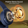 pTron Studio Pro w/ 65Hrs Playtime, Wireless Over Ear Headphones w/HD Mic & TruTalk AI-ENC Calls, Low-Latency Game & Music, 40mm Drivers, BT5.4, Dual Device Pairing & Type-C Fast Charging (Blue)