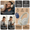 pTron Studio Classic w/ 75Hrs Playtime, Wireless Over Ear Headphones w/HD Mic & TruTalk AI-ENC Calls, Low-Latency Game & Music, Deep Bass, BT5.4, Dual Device Pairing, & Type-C Fast Charging (Beige)