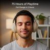 pTron Studio Classic w/ 75Hrs Playtime, Wireless Over Ear Headphones w/HD Mic & TruTalk AI-ENC Calls, Low-Latency Game & Music, Deep Bass, BT5.4, Dual Device Pairing, & Type-C Fast Charging (Beige)