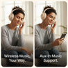 pTron Studio Classic w/ 75Hrs Playtime, Wireless Over Ear Headphones w/HD Mic & TruTalk AI-ENC Calls, Low-Latency Game & Music, Deep Bass, BT5.4, Dual Device Pairing, & Type-C Fast Charging (Beige)
