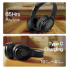 pTron Studio Pro w/ 65Hrs Playtime, Wireless Over Ear Headphones w/HD Mic & TruTalk AI-ENC Calls, Low-Latency Game & Music, 40mm Drivers, BT5.4, Dual Device Pairing & Type-C Fast Charging (Jet Black)