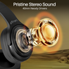 pTron Studio Pro w/ 65Hrs Playtime, Wireless Over Ear Headphones w/HD Mic & TruTalk AI-ENC Calls, Low-Latency Game & Music, 40mm Drivers, BT5.4, Dual Device Pairing & Type-C Fast Charging (Jet Black)