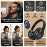 pTron Studio Classic w/ 75Hrs Playtime, Wireless Over Ear Headphones w/HD Mic & TruTalk AI-ENC Calls, Low-Latency Game & Music, Deep Bass, BT5.4, Dual Device Pairing, & Type-C Charging (Black)