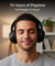 pTron Studio Classic w/ 75Hrs Playtime, Wireless Over Ear Headphones w/HD Mic & TruTalk AI-ENC Calls, Low-Latency Game & Music, Deep Bass, BT5.4, Dual Device Pairing, & Type-C Charging (Black)