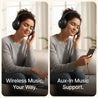 pTron Studio Classic w/ 75Hrs Playtime, Wireless Over Ear Headphones w/HD Mic & TruTalk AI-ENC Calls, Low-Latency Game & Music, Deep Bass, BT5.4, Dual Device Pairing, & Type-C Charging (Black)