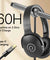 pTron Studio w/ 60Hrs Playtime, Wireless Over-Ear Headphones with HD Mic, Immersive Sound, 40mm Drivers, BT5.4, Dual-Device Pairing, 3.5mm Aux Port, TF Card Slot & Type-C Fast Charging (Jet Black)