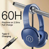 pTron Studio w/ 60Hrs Playtime, Wireless Over-Ear Headphones with HD Mic, Immersive Sound, 40mm Drivers, Bluetooth V5.4, Dual-Device Pairing, 3.5mm Aux Port, TF Card Slot & Type-C Fast Charging (Blue)