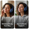 pTron Studio w/ 60Hrs Playtime, Wireless Over-Ear Headphones with HD Mic, Immersive Sound, 40mm Drivers, Bluetooth V5.4, Dual-Device Pairing, 3.5mm Aux Port, TF Card Slot & Type-C Fast Charging (Blue)