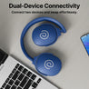 pTron Studio w/ 60Hrs Playtime, Wireless Over-Ear Headphones with HD Mic, Immersive Sound, 40mm Drivers, Bluetooth V5.4, Dual-Device Pairing, 3.5mm Aux Port, TF Card Slot & Type-C Fast Charging (Blue)
