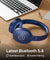 pTron Studio w/ 60Hrs Playtime, Wireless Over-Ear Headphones with HD Mic, Immersive Sound, 40mm Drivers, Bluetooth V5.4, Dual-Device Pairing, 3.5mm Aux Port, TF Card Slot & Type-C Fast Charging (Blue)