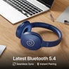 pTron Studio w/ 60Hrs Playtime, Wireless Over-Ear Headphones with HD Mic, Immersive Sound, 40mm Drivers, Bluetooth V5.4, Dual-Device Pairing, 3.5mm Aux Port, TF Card Slot & Type-C Fast Charging (Blue)