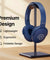 pTron Studio w/ 60Hrs Playtime, Wireless Over-Ear Headphones with HD Mic, Immersive Sound, 40mm Drivers, Bluetooth V5.4, Dual-Device Pairing, 3.5mm Aux Port, TF Card Slot & Type-C Fast Charging (Blue)