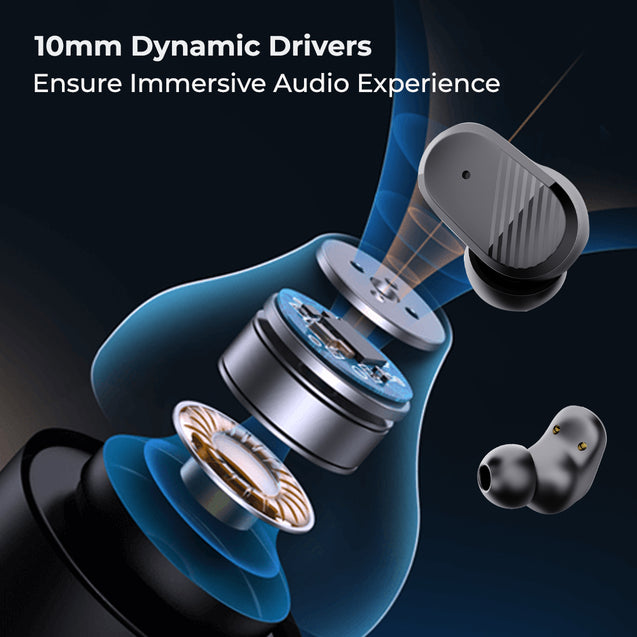 pTron Basspods P11 in-Ear TWS Earbuds w/Dual HD Mic, Pristine Sound, 24hrs Playtime, Mini Buds, Movie/Music Modes, Bluetooth V5.1 Wireless Headphones, Voice Assist, Type-C Charging & IPX4 (Coal Black)