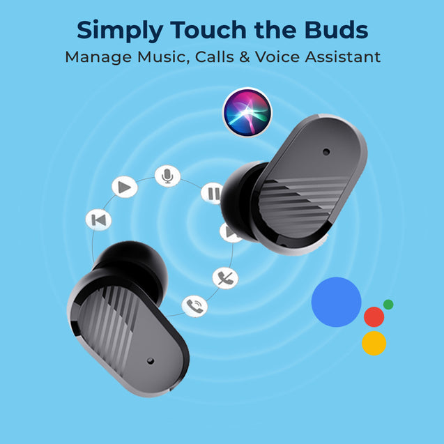 pTron Basspods P11 in-Ear TWS Earbuds w/Dual HD Mic, Pristine Sound, 24hrs Playtime, Mini Buds, Movie/Music Modes, Bluetooth V5.1 Wireless Headphones, Voice Assist, Type-C Charging & IPX4 (Coal Black)