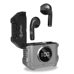 pTron Bassbuds Revv in-Ear TWS Earbuds w/Dual HD Mic & AI-ENC Calls, 50ms Low Latency, 13mm Driver, Pristine Sound, 28Hrs Playtime, Bluetooth 5.3 Wireless Headphones, Type-C Charging & IPX4 (Jet Black)