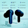 pTron Bassbuds Duo In-Ear TWS Earbuds w/ Dual HD Mic, Pristine Sound, 32Hrs Playtime, Bluetooth V5.1 Headphones, 13mm Drivers, Type-C Charging, Voice Assistant & IPX4 Water Resistant (Midnight Blue)