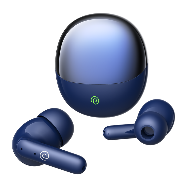 pTron Zenbuds Evo in-Ear TWS Earbuds w/Dual HD Mic & AI-EN Clear Calls, 13mm Drivers, 32Hrs Playtime, 45ms Movie/Music Modes, Bluetooth v5.3 Wireless Headphones, IPX5 & Type-C Charging (Bold Blue)