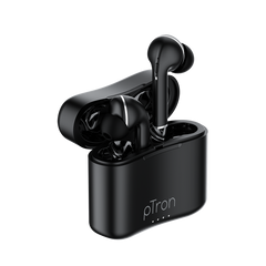 pTron Basspods 882 In-Ear TWS Earbuds w/ Dual HD Mic, Pristine Sound, 10mm Drivers, Snug-fit Buds, Bluetooth 5.1 Wireless Earphones, 12Hrs Playtime, Voice Assistant, Integrated Controls & IPX4 (Black)