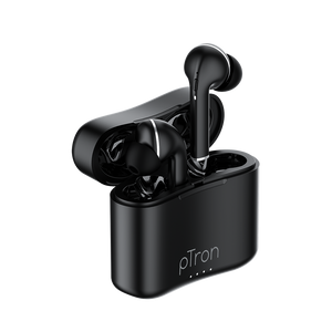 pTron Basspods 882 In-Ear TWS Earbuds w/ Dual HD Mic, Pristine Sound, 10mm Drivers, Snug-fit Buds, Bluetooth 5.1 Wireless Earphones, 12Hrs Playtime, Voice Assistant, Integrated Controls & IPX4 (Black)