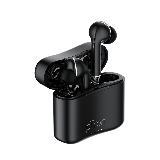 pTron Basspods 882 In-Ear TWS Earbuds w/ Dual HD Mic, Pristine Sound, 10mm Drivers, Snug-fit Buds, Bluetooth 5.1 Wireless Earphones, 12Hrs Playtime, Voice Assistant, Integrated Controls & IPX4 (Black)