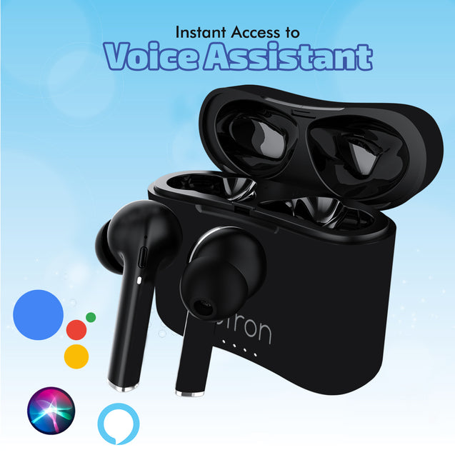 pTron Basspods 882 In-Ear TWS Earbuds w/ Dual HD Mic, Pristine Sound, 10mm Drivers, Snug-fit Buds, Bluetooth 5.1 Wireless Earphones, 12Hrs Playtime, Voice Assistant, Integrated Controls & IPX4 (Black)