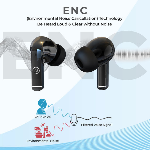 pTron Basspods P251+ TWS Earbuds w/ 50Hrs Playtime, 12mm Drivers, Dual HD Mic & AI-ENC Calls, Movie Mode, Touch Controls, in-Ear Bluetooth 5.1 Wireless Headphones, Type C Charging & IPX4 (Jet Black)