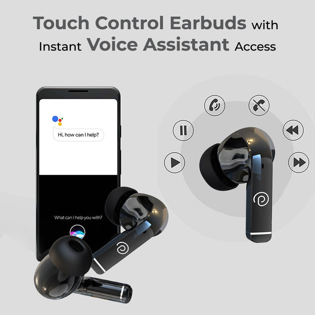 pTron Basspods P251+ TWS Earbuds w/ 50Hrs Playtime, 12mm Drivers, Dual HD Mic & AI-ENC Calls, Movie Mode, Touch Controls, in-Ear Bluetooth 5.1 Wireless Headphones, Type C Charging & IPX4 (Jet Black)