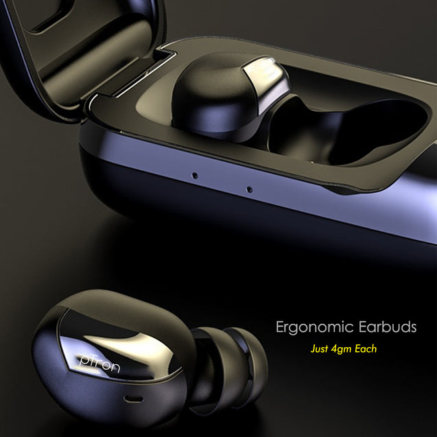 pTron Bassbuds Urban In-Ear TWS Earbuds w/ Dual HD Mic, Pristine Sound, Mini Size Buds, Bluetooth 5.0 Wireless Headphones, Touch Control, IPX4 Water Resistant, Voice Assistant, IPX4 (Jet Black)