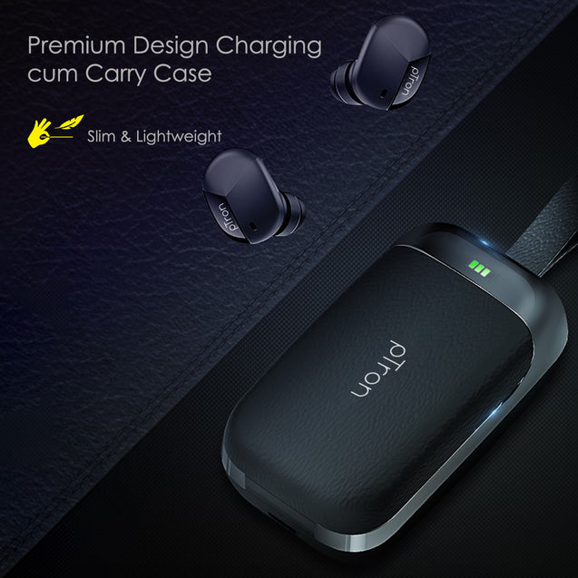 pTron Bassbuds Urban In-Ear TWS Earbuds w/ Dual HD Mic, Pristine Sound, Mini Size Buds, Bluetooth 5.0 Wireless Headphones, Touch Control, IPX4 Water Resistant, Voice Assistant, IPX4 (Jet Black)