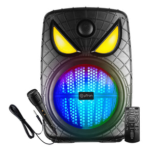 pTron Fusion Party Evo 80W Bluetooth Speaker w/ 3m Wired Karaoke Mic, Punchy Sound, 6Hrs Playtime, RGB Light, TWS Mode, Party Speaker w/ BTv5.0, Aux Port, USB & SD Card Playback (Midnight Black)