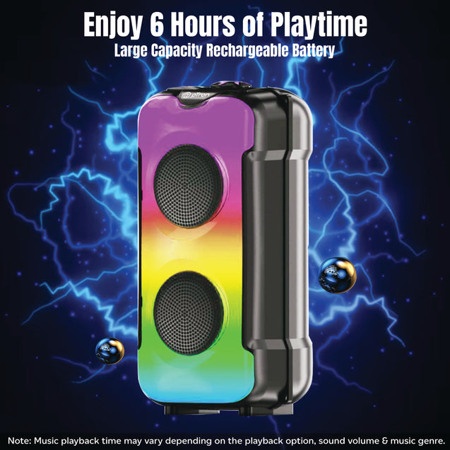 pTron Fusion Party V3 40W Bluetooth Speaker w/ 3m Wired Karaoke Mic, Immersive Sound, 6Hrs Playtime, RGB Light, TWS Mode, Party Speaker w/Bluetooth V5.0, Aux Port, USB & SD Card Playback (Coal Black)