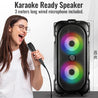 pTron Fusion Party V2 40W Bluetooth Speaker w/ 3m Wired Karaoke Mic, Immersive Sound, 6Hrs Playtime, RGB Light, TWS Mode, Party Speaker w/Bluetooth V5.0, Aux Port, USB & SD Card Playback (Coal Black)