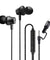 pTron Boom Play X5 in-Ear Wired Earphones w/Type-C & 3.5mm Aux Connectors, 10mm Drivers for Pristine Sound, HD Mic for Clear Calls, in-line Controls, 1.2m Tangle-Free Cable & Wide Compatibility (Black)