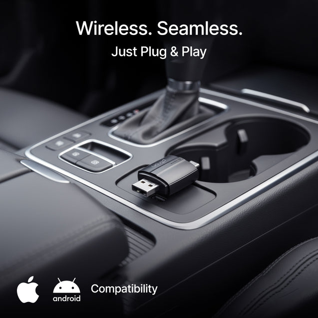 pTron CarSync X1 2-in-1 Wireless Carplay Receiver, Converts Wired Android Auto & CarPlay to Wireless, USB A & Type C, Only for Cars with OEM-Installed Wired Android Auto/CarPlay, Plug & Play (Black)
