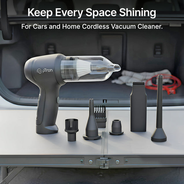 pTron NeoVac X1 14kPA Powerful Suction 80W Cordless Handheld Car/Home Vacuum Cleaner with Blower, HEPA Filter, High Torque DC Motor, Compact & Lightweight, Rechargeable, Multiple Attachments (Black)