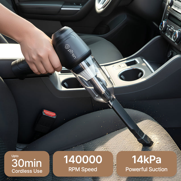 pTron NeoVac X1 14kPA Powerful Suction 80W Cordless Handheld Car/Home Vacuum Cleaner with Blower, HEPA Filter, High Torque DC Motor, Compact & Lightweight, Rechargeable, Multiple Attachments (Black)