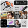 pTron Orbis Urban Smart Clip-On Smart Glasses w/Bluetooth V5.4, Open Ear Music, Handsfree Calls, Protects Eye from Blue Light Emitted from Digital Screens, 8Hrs Playtime, Connect with Phones (Black)