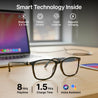 pTron Orbis Urban Smart Clip-On Smart Glasses w/Bluetooth V5.4, Open Ear Music, Handsfree Calls, Protects Eye from Blue Light Emitted from Digital Screens, 8Hrs Playtime, Connect with Phones (Black)