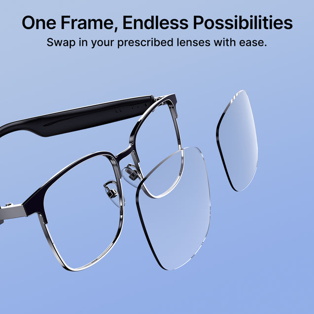 pTron Orbis Era Smart Glasses with Bluetooth V5.4, Open Ear Music, Handsfree Calls, Protects Eye from Blue Light Emitted from Digital Screens, 8Hrs Playtime, Connect with Phones/Tablets (Black)