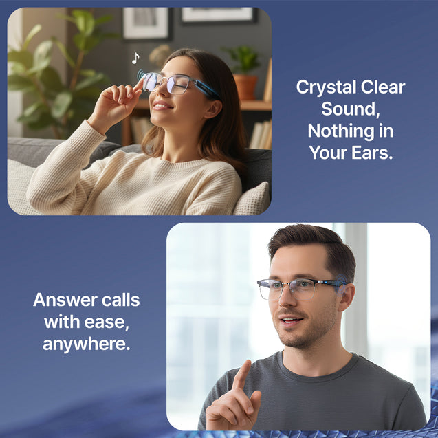 pTron Orbis Era Smart Glasses with Bluetooth V5.4, Open Ear Music, Handsfree Calls, Protects Eye from Blue Light Emitted from Digital Screens, 8Hrs Playtime, Connect with Phones/Tablets (Black)