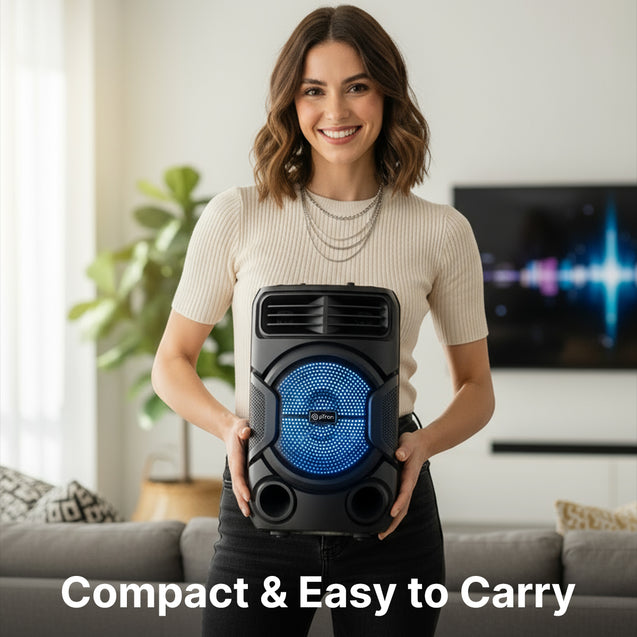 pTron Fusion Octane 48W Bluetooth Party Speaker w/Punchy Sound, 8 inch Neo Driver, Breathing RGB Lights, 6Hrs Playtime, BT5.3/Aux/TF Card/USB Playback Modes, Type-C Charging, Portable (Jade Black)
