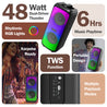 pTron Fusion Beats 48W Bluetooth Party Speaker w/Immersive Sound, Dual 4 inch Neo Drivers, Rhythmic RGB Lights, 6Hrs Playtime, BT5.3/Aux/TF Card/USB Playback Modes, Type-C Charging (Midnight Black)