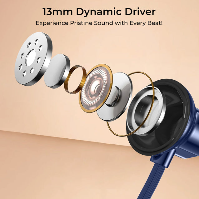 pTron Tangent Rush w/ 50Hrs Playtime, Pristine Sound, Dual-Device Pairing, Bluetooth 5.4 Wireless in-Ear Earphones with Mic, Voice Assistant, Type-C Fast Charging & IPX5 Water Resistant (Ink Blue)